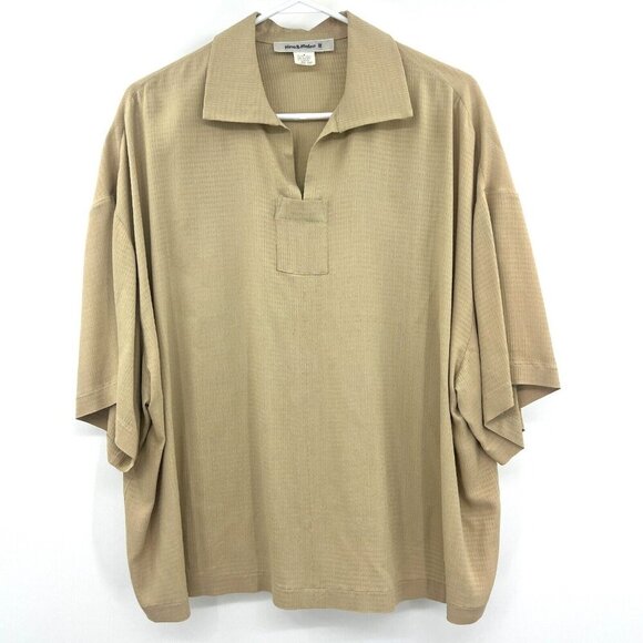 Hino & Malee II Women's One Size Short Sleeve Green Yellow Check Blouse - Picture 1 of 4